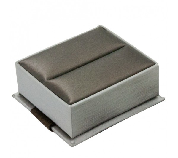 Steel Grey Box w/ Grey Insert , finish with a shiny Satin ribbon,  Ring Box 2 1/2" x 2 1/4" x 1 1/2"H