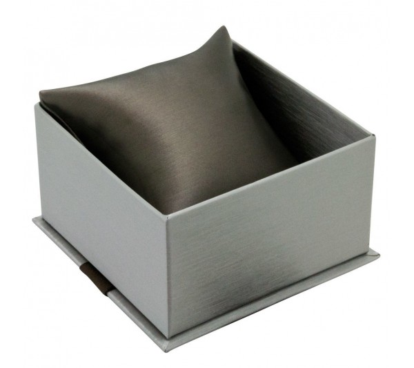 Steel Grey Box w/ Grey Insert , finish with a shiny Satin ribbon , Watch Box 3 5/8" x 3 5/8" x 2 3/4"H