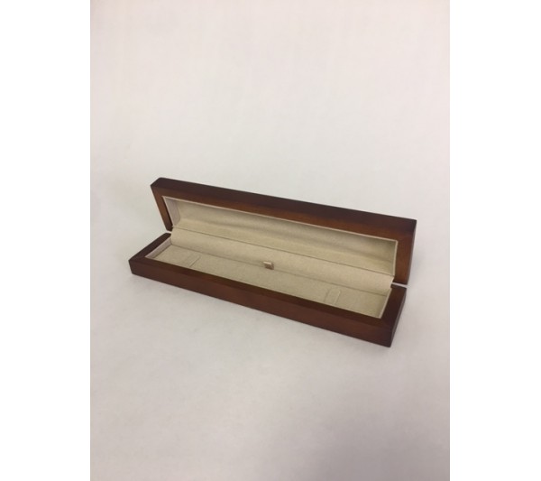  Brown hardwood with Tan Suede interior , Bracelet Box 8 3/4" x 2 1/8" x 1 1/4" H
