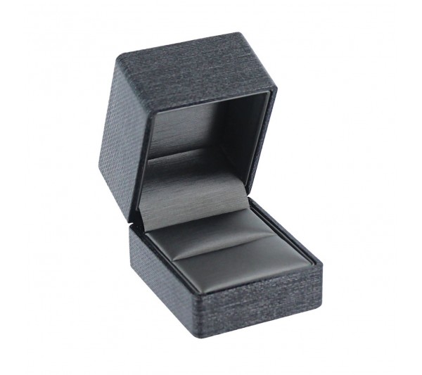 Metallic Grey woven Texture with Steel Grey leatherette  interior w/Ribbon Packer , Ring Box 2 1/8" x 2 1/2" x 2" H