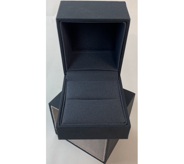 Victoria Collection Blue Suede Elegant Sleeve Ring Box, 2 3/8" x 2 5/8" x 2 1/8" H