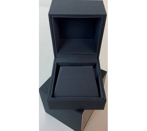 Victoria Collection Blue Suede  Elegant Sleeve Earring Box, 2 3/8" x 2 5/8" x 2 1/8" H