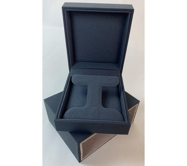 Victoria Collection Blue Suede Elegant Sleeve Pendant/ Earring   Box, 2 3/4" x 3 1/8" x 1 1/4" H