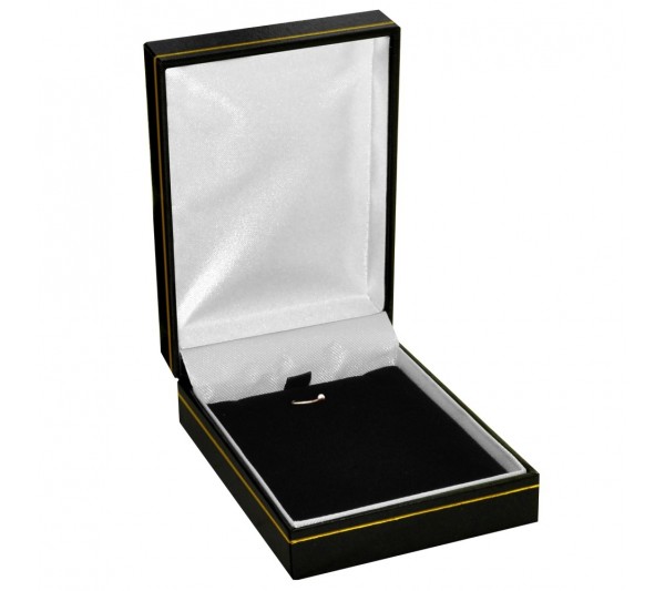 Classic Black  Leatherette with Gold Trim,  Pendant Box 2 3/4" x 3 1/4" x 1 1/4"H