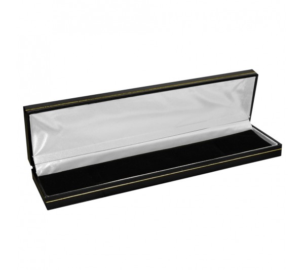 Classic Black  Leatherette with Gold Trim,  Bracelet Box 8 5/8" x 2 1/8" x 1" H