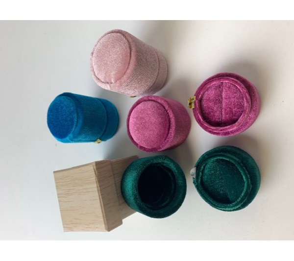 Mix color Small ring box(assorted velvet) round-1 1/2"" x 2"