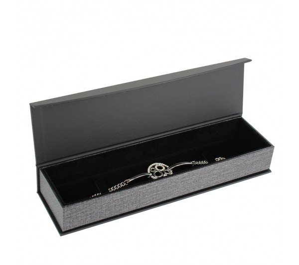 Metallic Grey w/ Black insert  Bracelet box , 8 5/8" x 2 3/8" x 1 1/4" H