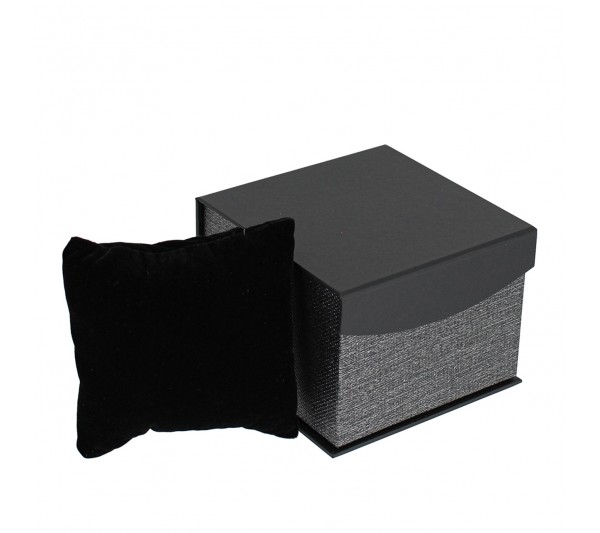 Metallic Grey w/ Black insert Watch/ bangle  box , 3 1/2" x 3 5/8" x 1 5/8" H