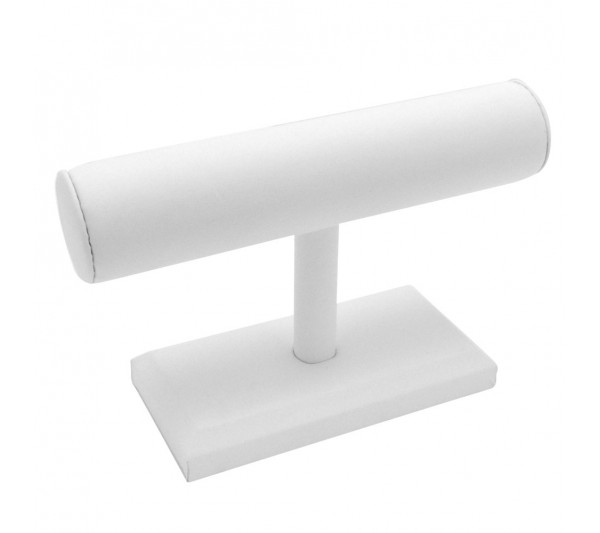White Leatherette 1-Round "T" bar (Small) -7 1/2" x 5" H
