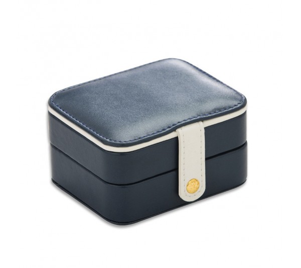 Navy blue Small Jewelry Travel Organizer Storage box, 4 1/4" L x 3 1/2" W x 2 3/8" H
