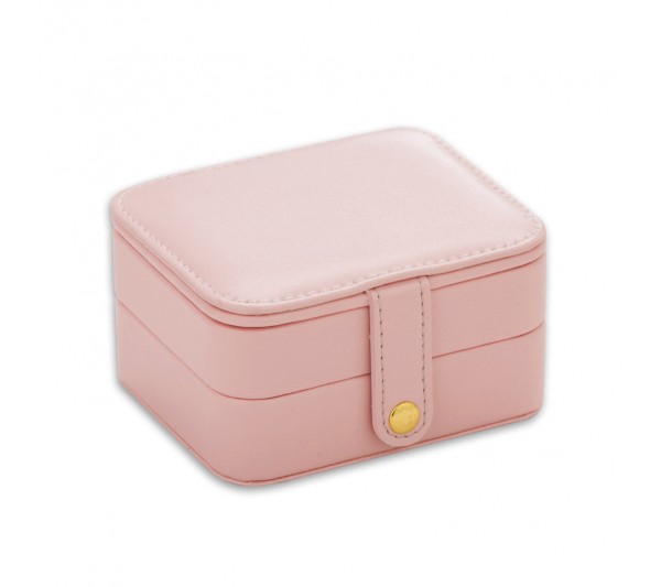 Pink  Small Jewelry Travel Organizer Storage box, 4 1/4" L x 3 1/2" W x 2 3/8" H