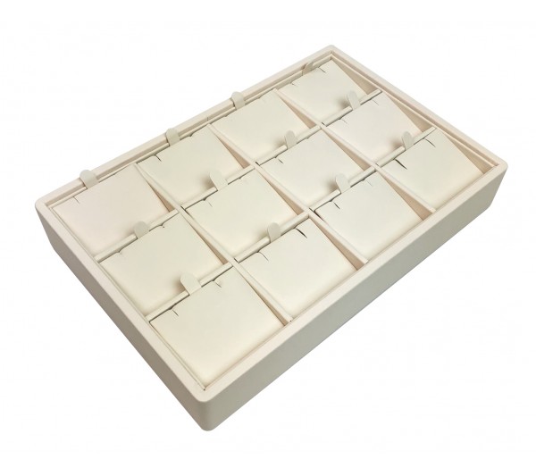 Beige  12-Prs Earring/Pendant Tray , 9" x 6" x 1 1/2" H