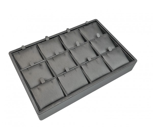 Steel Grey 12-Prs Earring/Pendant Tray , 9" x 6" x 1 1/2" H