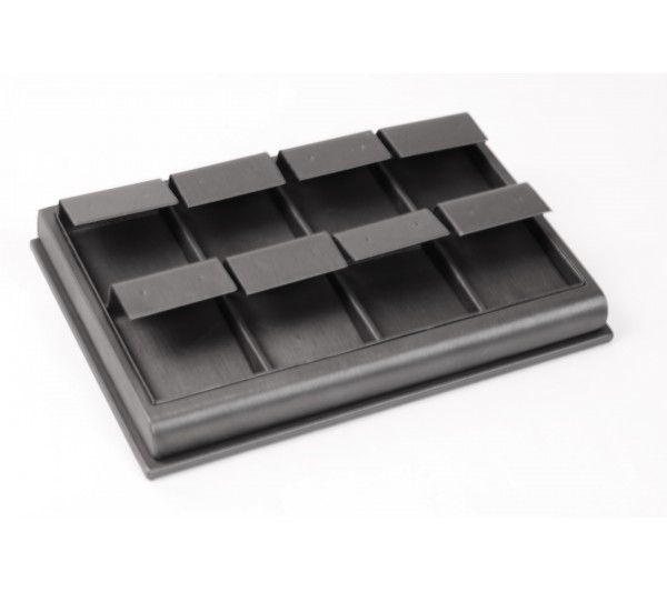 Steel Grey 8-Earring Tray  ,  8 1/4" x 5 1/4" x 1 5/8"