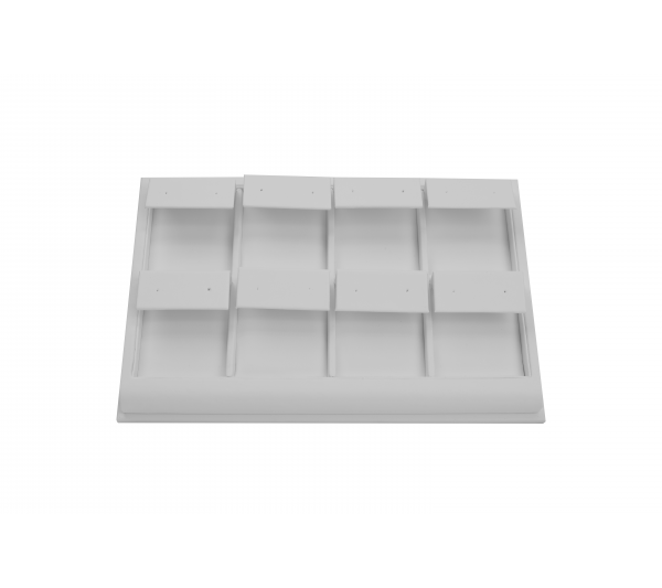 White Leatherette  8-Earring Tray  ,  8 1/4" x 5 1/4" x 1 5/8"