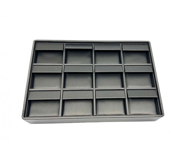 Steel Grey Flat Stackable  12-EARRING Tray,  9" x 6" x 1 1/2"H