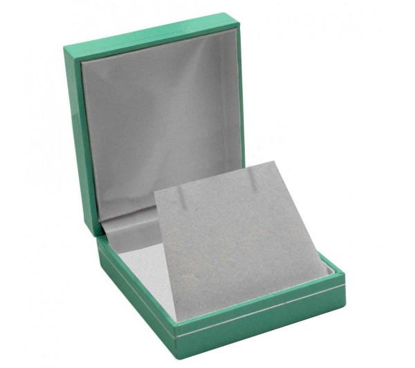 Classic Teal Blue Leatherette with Silver Trim, Box 2 5/8" x 3 1/8" x 1  1/8" H