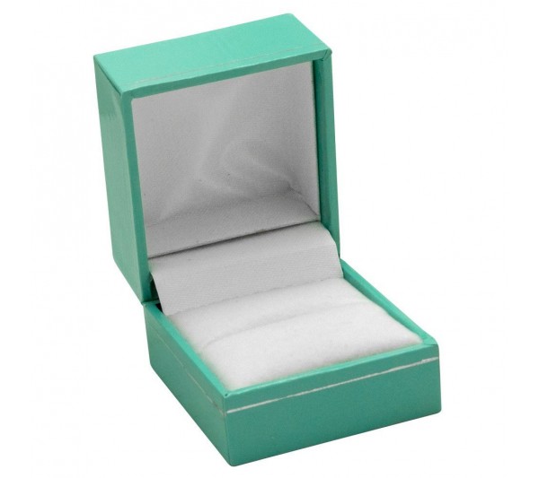 Classic Teal Blue Leatherette with Silver Trim, Ring Box 1 3/4" x 2" x 1 1/2" H