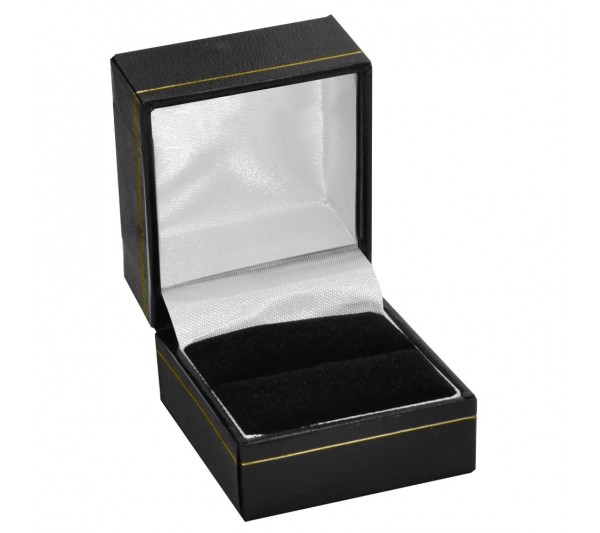 Classic Black  Leatherette with Gold Trim,  Ring Box 1 3/4" x 2" x 1 1/2" H