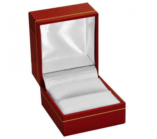 Classic Red Leatherette with Gold Trim,  Ring Box 1 3/4" x 2" x 1 1/2" H