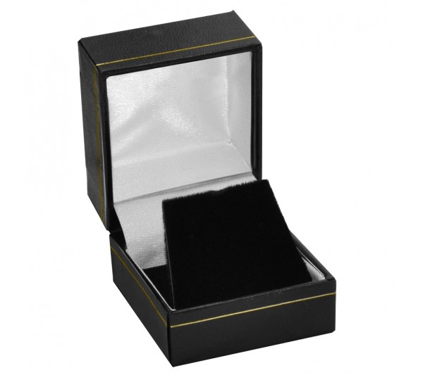 Classic Black Leatherette with Gold Trim, Earring Box 1 3/4" x 2" x 1 1/2" H