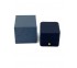 Dark Blue Faux Leather Earring Box with Gold Knob, 2 1/8" x 2 3/8" x 1 7/8" H
