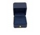 Dark Blue Faux Leather Ring Box with Gold Knob, 2 1/8" x 2 3/8" x 1 7/8" H