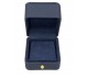 Dark Blue Faux Leather Earring Box with Gold Knob, 2 1/8" x 2 3/8" x 1 7/8" H