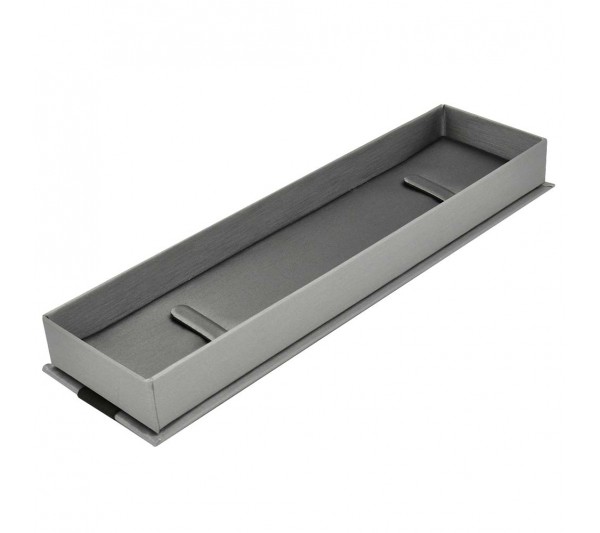 Steel Grey Box w/ Grey Insert , finish with a shiny Satin ribbon, Bracelet Box 8 5/8" x 2 1/4" x 1 1/2"H