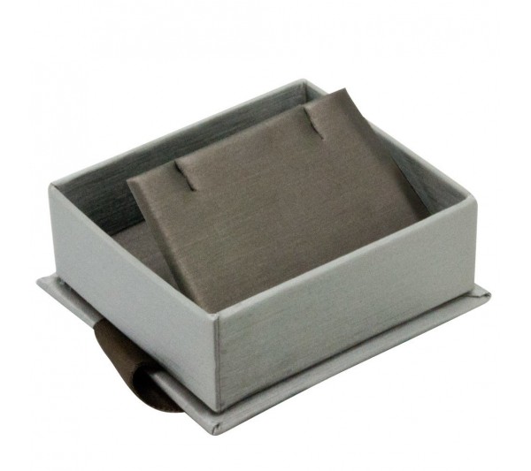 Steel Grey Box w/ Grey Insert , finish with a shiny Satin ribbon,  Earring Box 2 1/2" x 2 1/4" x 1 1/2"H