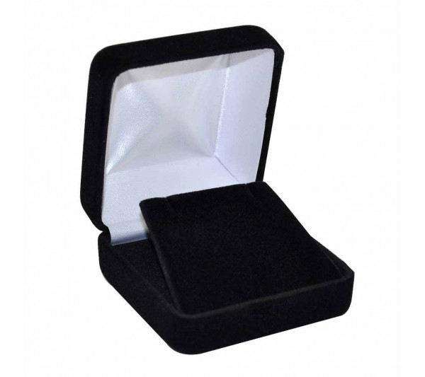 Black Velvet Metal EARRING/PENDANT Box-  4"( L)  x 3 1/4" W x 1 1/4" H