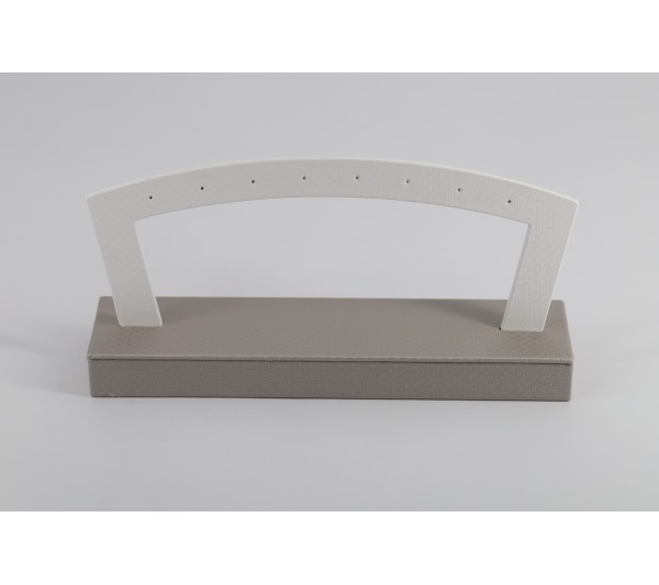 White Grey 4- Pair Earring Display, 7" x 15/8" x 3 1/2" H