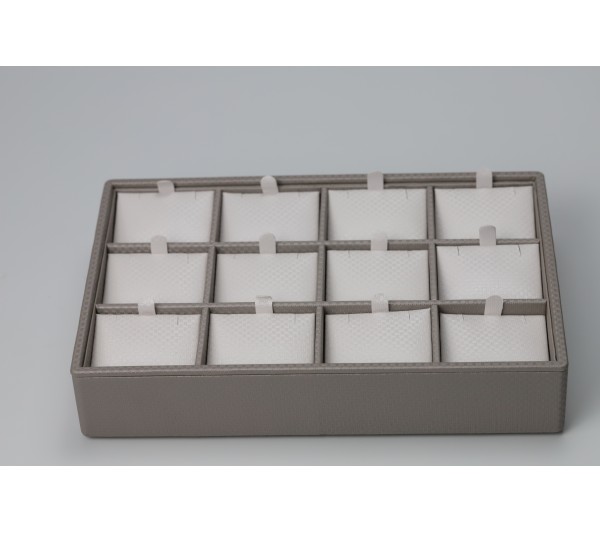 White Grey 12-Prs Earring/Pendant Tray , 9" x 6" x 1 1/2" H