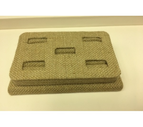 Burlap Natrual  Ring Tray  (5 Slots) 5 3/8" X 3 3/4" X 1 3/8"