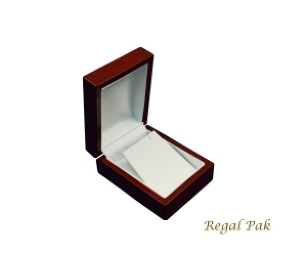 Glossy Rosewood Finish with white faux Leather Interior,   Earring/Pendant Box 3 1/8' x 4' x 1 7/8' H