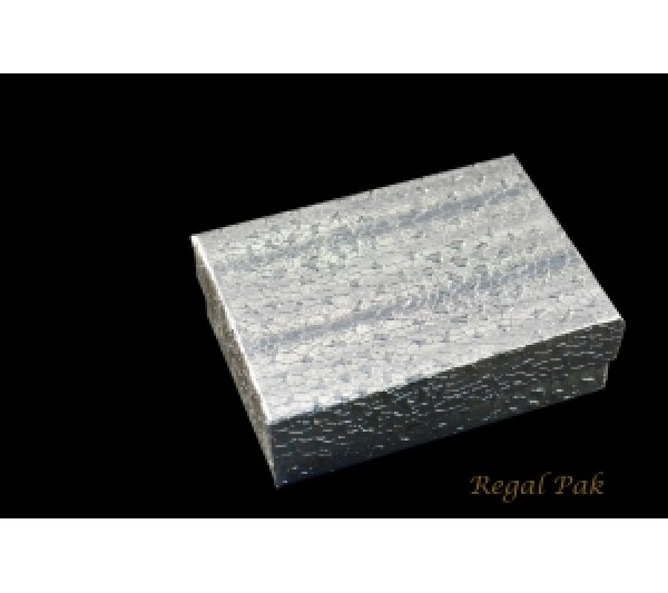 Silver Texture Cotton  Filled Paper Box - 3 1/4" X2 1/4" X 1" (100 pcs)