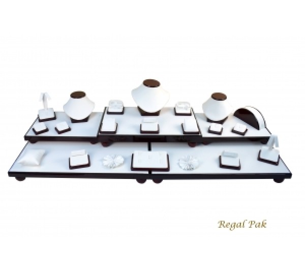 Elegant Rosewood Display Set With 26 Pieces 40-1/4"W X 16"D X 9-3/4"H