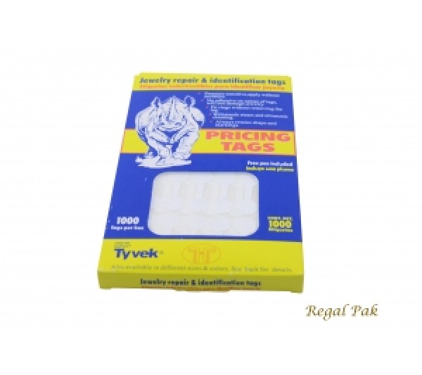White Tyvek Paper Pricing Tag With Adhesive (1000 Pieces In A Pack) 1 3/8" X 1/2"