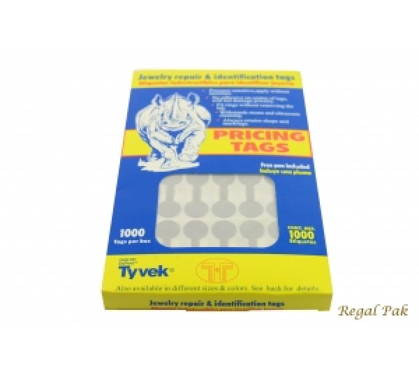 Silver Color Tyvek Paper Pricing Tag With Adhesive (1000 Pieces In A Pack) 1 3/8" X 1/2"