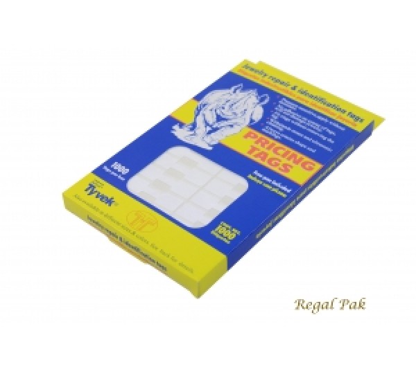 White Tyvek Paper Pricing Tag With Adhesive (1000 Pieces In A Pack) 1 3/8" X 1/2"