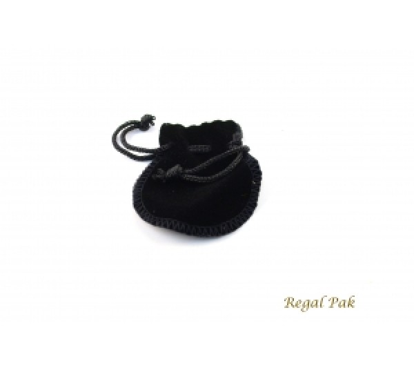 Small Black  Velvetten Drawstring Teardrop Pouch 2" X 2" (12 Pieces/One Dozen)