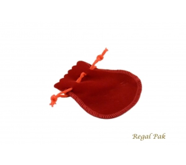 Red Medium Velveteen  Drawstring Teardrop Pouch 2 3/4" X 2 1/2" (12 Pieces/One Dozen)