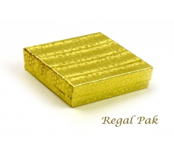 Gold Texture Cotton Filled Box- 3 1/2" X 3 1/2" X 1"  (100 pcs)