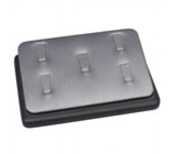 Steel Grey W/ Black Faux Leather Trim Clip 5- Ring Display 5 1/2" X 3 3/4" X 1 1/4"H
