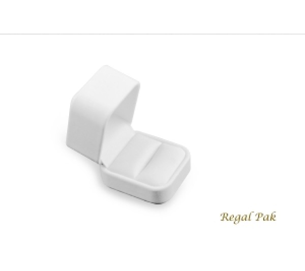 Austin Collection White Leatherette, Ring Box 2" x 2 3/8" x 1 3/4" H