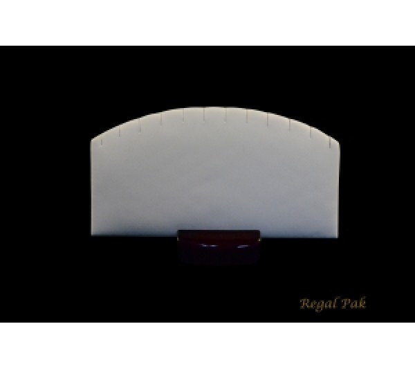 White Faux Leather W/ Glossy Rosewood Trim Earring Pad W/ Wood Stand (6-Pair) 6 1/4" X 1 3/4" X 3 1/8"H