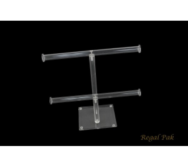 Acrylic Dual T-Bar (Double Round) For Necklace And Bracelet Display 10"W X 9 3/4"H