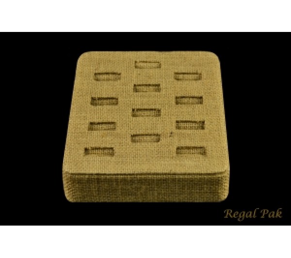 Burlap Natrual Ring Tray (12-Ring) 5" X 5-3/4" X 2"H