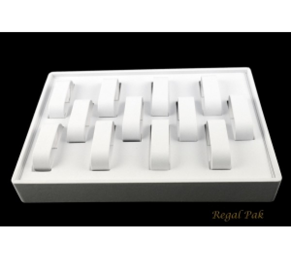 White Stackable Watch Tray (12-Collar) 12-1/2" X 8-3/4" X 1-7/8"H