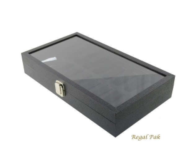 Glass Top View Watch Case With 18 Collars 14 3/4" X 8 1/4" X 2 3/4"